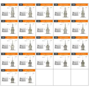 0,5 polegada 13mm de alta precisão metal nozzzle inoxidável agulhas Luer Lock para cola adesiva dispensação agulha 14G-30G