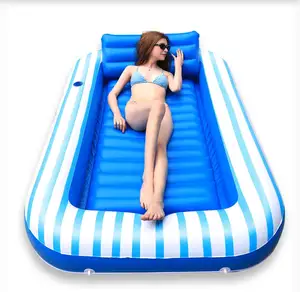 Tumbonas de agua de verano con almohadas Bañera inflable extraíble grande Baño de sol Piscina de bronceado flotante