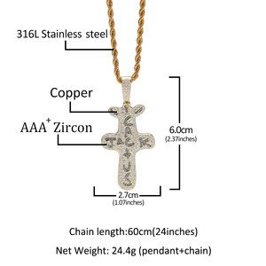 Hiphop Plaqué Or 18K Glacé CZ Bling Bling Zircon <span class=keywords><strong>Travis</strong></span> Scott <span class=keywords><strong>Cactus</strong></span> Jack Pendentif Collier Bijoux De Luxe - Product Image 6