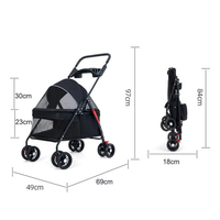Poussette pliable et réglable pour chiens et chats, légère, à 4 roues, en tissu Oxford, capacité 30 kg, pour petits animaux – Meilleure vente