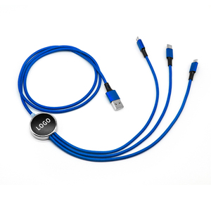 الأكثر مبيعًا نايلون مضفر 3 في 1 مع إضاءة ليد شعار مايكرو ، للهاتف المحمول. - Product Image 1