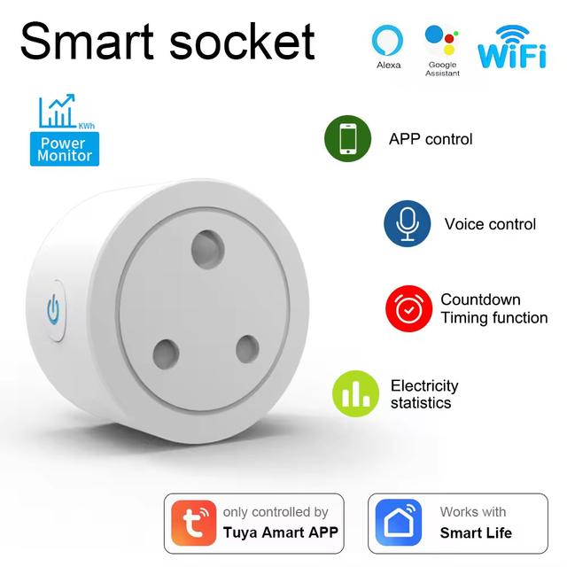 Indian Standard Smart Socket with Doodle Design Mobile Application Remote Control Language