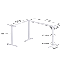 Bureau debout électrique en forme de L avec double moteur, hauteur réglable, moderne et extensible, pour la maison ou la villa