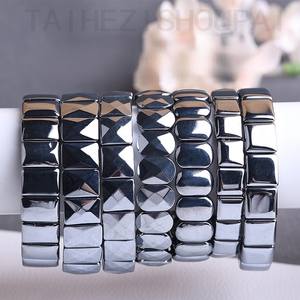 Bracelet en térahertz, bracelet extensible à perles carrées, unisexe, <span class=keywords><strong>pierre</strong></span> énergétique, bracelet à perles, bijoux géométriques polis - Product Image 1