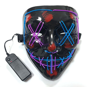 Masque LED PVC Lumineux Fil EL Halloween Horreur Fantôme DC3V Piles Autonomie 10-12h pour Fête Déguisement Cosplay - Product Image 4