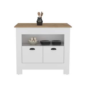 DB <b>Kitchen</b> <b>Islands</b> & <b>Carts</b> Geneva Collection White/Macadamia <b>Kitchen</b> <b>Island</b> & <b>Cart</b> - Product Image 2