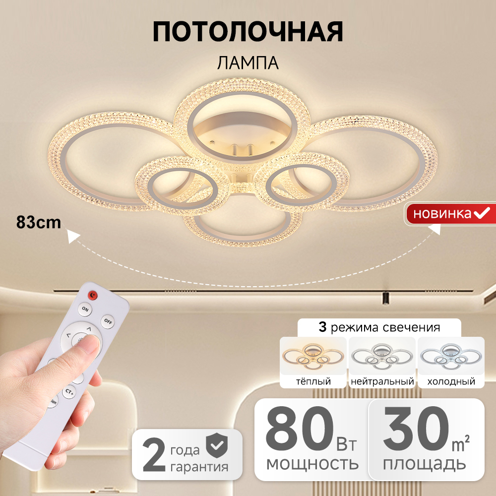 Modern Home Living Room Corridor Decorative Surface Mount Smart 80W Ceiling Lamp Remote Control Led Ceiling Light