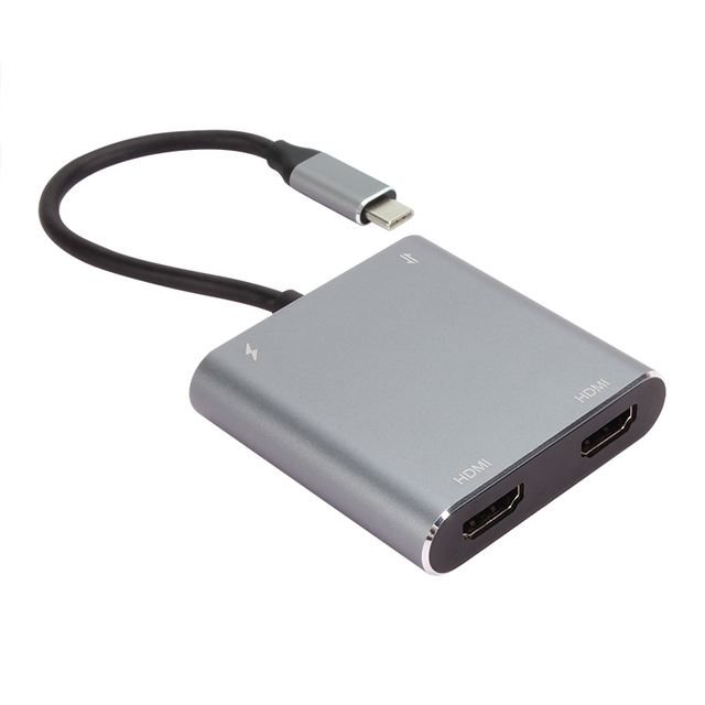 Aluminium USB Hub 4 in 1 Type C to Dual 4K HDMI Adapter 100W PD Fast Charging Support OTG Laptop Docking Station