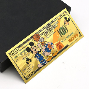 Ensemble de billets de banque en feuille d'or sur le thème de la souris de dessin animé classique, plaqué or 24 carats, carte de vœux souvenir en PVC étanche, cadeau fantaisie pour collection - Product Image 2