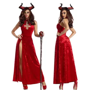 Kostum Penyihir Halloween Kostum Iblis Seksi Jahat Kostum Panggung Gaun Panjang Vampir