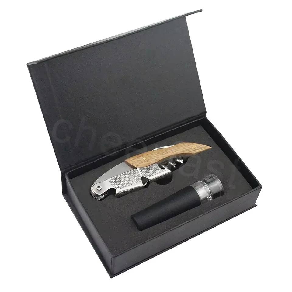 ที่เปิด &amp; จุกสุญญากาศกล่องของขวัญแม่เหล็กสีดำ