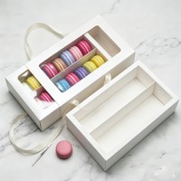 Boîte coulissante en papier kraft personnalisée avec fenêtre transparente et logo, emballage alimentaire de qualité supérieure pour macarons et biscuits, vente en gros