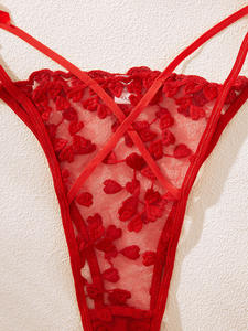 طقم ملابس داخلية مثير لعيد الحب بتصميم شفاف ودانتيل مقاسات كبيرة 1XL 2XL 3XL 4XL للنساء ذوات الوزن الزائد - Product Image 6