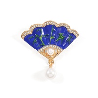 Fabricants Vente en Gros Accessoires de Vêtements Fashion Style Bambou Éventail Vert Rétro Broche Épinglettes Personnalisées