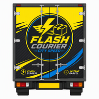 Autocollant de marquage dynamique jaune et noir avec design vectoriel personnalisé pour la décoration de carrosserie de véhicule de service de messagerie rapide