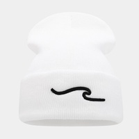 Gorro de Punto con Bordado 3D de Ondas, Unisex, Moderno, Cálido, para Otoño e Invierno, Versátil, de Tela Común