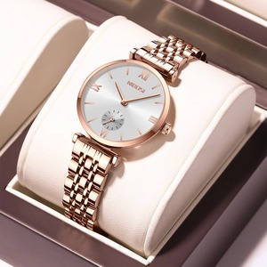 Drioshipping <b>Ladies</b> Stainless Steel <b>Watch</b> <b>Rose</b> <b>Gold</b> Fashionable Waterproof Quartz Wristwatch Alloy Glass Romantic Business Gift - Product Image 4
