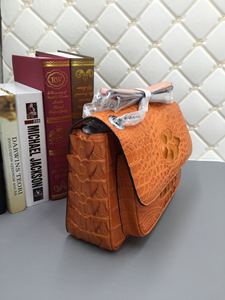 Exquisito bolso de mano de cuero naranja, lujoso bolso de noche para dama con diseño retro de piel de cocodrilo. - Product Image 1