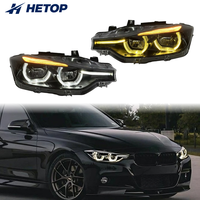 Faros Delanteros HETOP F30 2013-2019, Actualización de Doble Color, Versión de Fondo Negro, Amarillo Blanco, Serie 3, Plug and Play, LED DRL para BMW