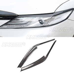1 par de cubiertas embellecedoras de cejas para faros de coche de fibra de carbono auténtica para Toyota Camry 2018 2019, pegatinas para coche, cubiertas embellecedoras de cejas - Product Image 1