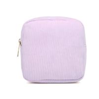 Pochette cosmétique carrée en velours côtelé JOYSUN avec fermeture éclair, sac de rangement souple, organisateur de voyage léger et portable pour femmes au quotidien