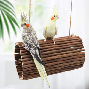 Décoration d'intérieur : Balançoire suspendue pour oiseaux, grottes d'arbre en bois de pomme naturel, corde en coton, boule en rotin, ornement pour calopsites et canaris - Product Image 4