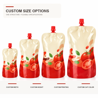 Pochettes souples personnalisées durables avec bec verseur et bouchon à vis pour emballage en gros de ketchup, sauce chili, moutarde, aliments pour animaux, sucre et condiments