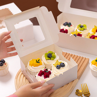 2/4/6/12 pièces Boîte d'emballage pour pâtisserie occidentale avec fenêtre transparente en PVC et papier kraft pour pâtisserie et pâtisserie