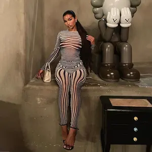 Seksi örgü iç çamaşırı kıyafetler sırf Zebra baskı kırpma üst tayt see through kıyafetler