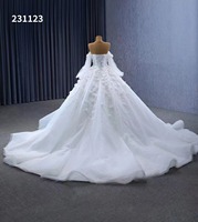 Feishiluo luxe moderne 3D fleur robe de mariée détachable hors épaule robe de bal avec perle de poire lourde et décoration en dentelle