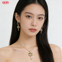 Ensemble de bijoux de mariage Hengdian New Elegant Oro, plaqué or, pour femmes, avec zirconiums cubiques, boucles d'oreilles et colliers