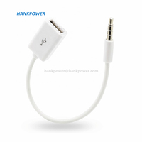 Kabel Adaptor Aux Mobil Jack 3.5mm ke USB A Female, Konverter Audio 3.5 untuk Speaker Mobil, MP3, U Disk (Grosir)