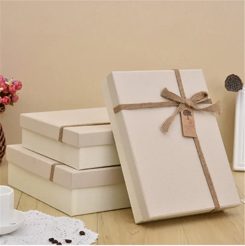 Hemp rope contracted business holiday gift case packaging clothes shirt packing paper box