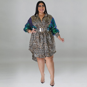 Più venduti prodotti <span class=keywords><strong>Online</strong></span> abbigliamento donna <span class=keywords><strong>taglie</strong></span> forti abiti leopardati manica lunga con paillettes allentate - Product Image 5