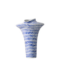 Vase en céramique de porcelaine bleue et blanche de style chinois, art créatif, arrangement floral moderne haut de gamme, ornement hydroponique