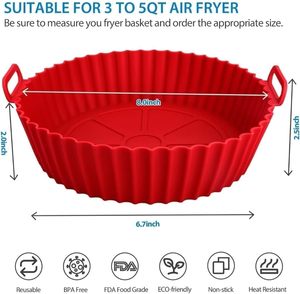 Moules à gâteau en silicone réutilisables, écologiques et durables pour friteuse à air, forme ronde, ensemble d'accessoires de four avec doublures pour cuisine domestique - Product Image 5