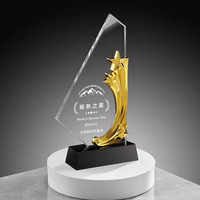 Trophée en cristal personnalisé de haute qualité, plaque commémorative en métal, souvenir artisanal avec boîte cadeau