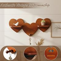 Étagère murale en bois en forme de cœur vintage Falnvita, 5,43" de profondeur x 6" de hauteur, étagères rustiques pour bibelots, pour chambre à coucher, salon, salle de bain