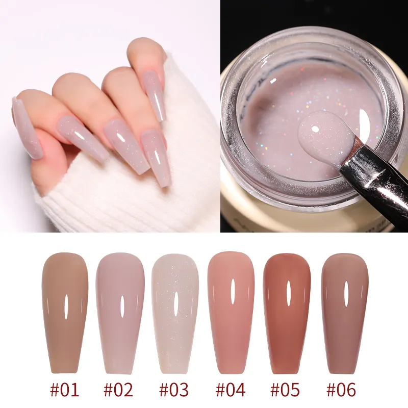 Ensemble de vernis à ongles gel 8g Nude Jelly personnalisé 6 couleurs fournitures pour les ongles vente en gros de vernis à ongles gel UV rose