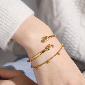 Palm Shape <b>Bracelet</b> Zinc Alloy Adjustable Gold <b>Silver</b> Unisex Fashion <b>Cuff</b> Jewelry Gift - Product Image 4