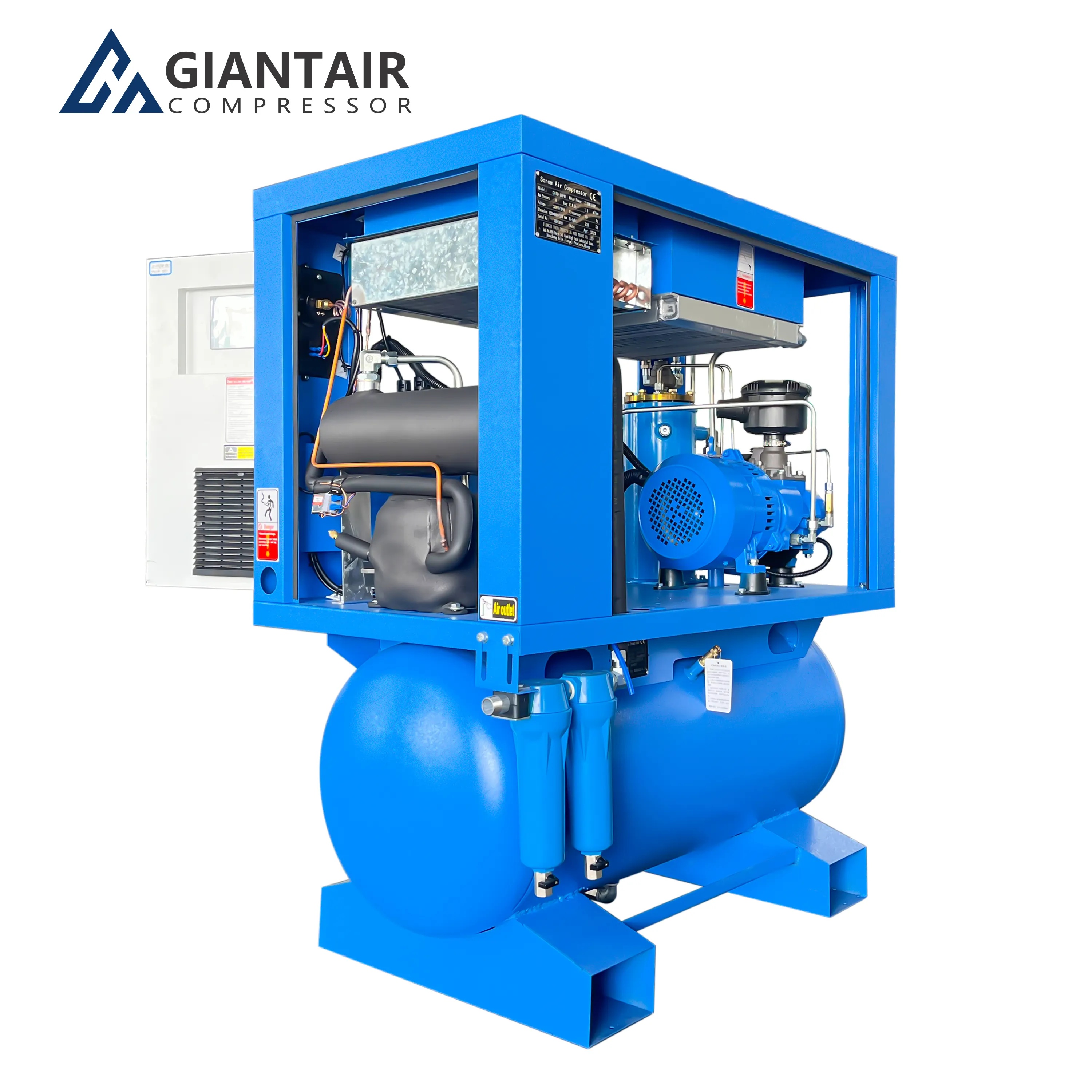 Giantair Alles In Één Professionele Schroefluchtcompressor In 8/10 Bar Met Luchttank En Luchtdroger