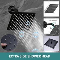 Ensemble de douche thermostatique en laiton noir avec pommeau de douche LED multifonction effet pluie 14x20 pouces pour salle de bain