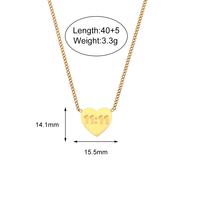 Collar de acero inoxidable tallado personalizado 18K chapado en oro Ángel número 11:11 collar con colgante en forma de corazón para joyería de mujer