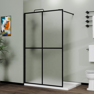 Cabine <span class=keywords><strong>de</strong></span> <span class=keywords><strong>douche</strong></span> Oumeiga moderne sans cadre en verre trempé 32 po x 76 po 36 po x 76 po <span class=keywords><strong>40</strong></span> po x 76 po, entrée libre, finition noire, 8 mm, salle <span class=keywords><strong>de</strong></span> bain - Product Image 4