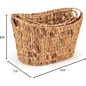 Conjunto de 3 cestas de almacenamiento de jacinto de agua respetuosas con el medio ambiente al por mayor para uso en interiores y exteriores, personalizables, no tóxicas, de diseño vietnamita - Product Image 3