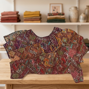 Diseño de blusa bordada pesada Diseño de blusa bordada con espejo e hilo de Rajasthani para mujer - Product Image 3