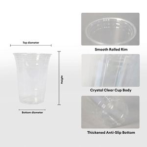 Vasos para Batidos de 500 ml, 12 oz, Transparentes, con Impresión de Logotipo, Vasos de Plástico PET para Hielo, con Logotipo Personalizado, Vasos para Llevar para Té de Burbujas con Leche Boba - Product Image 1