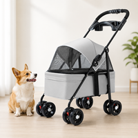 Poussette pour chien grand format 60CM pliable 4 roues, landau de voyage pour animaux de compagnie avec auvent respirant, logo personnalisé, vente en gros OEM
