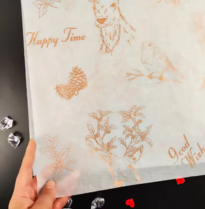 Gold Floral Parchment <b>Paper</b> Roll Single Side Coated Eco-Friendly Gift Craft <b>Wrapping</b> Material Offset Printing Compatible - Product Image 2