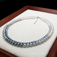 Collier de perles dégradées multicouche personnalisé fait main pour femme, imitation perle géométrique, collection Shi Family Niche